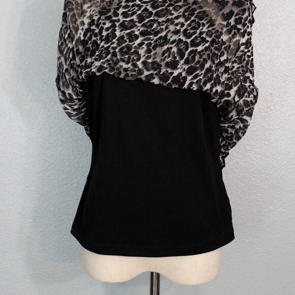 My Michelle Halter Top Blouse Sleeveless Bow Tie Animal Print Size M - Picture 4 of 11